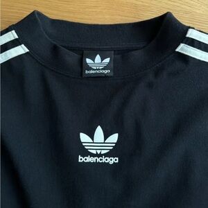 Balenciaga x Adidas Black T shirt with White Stripes